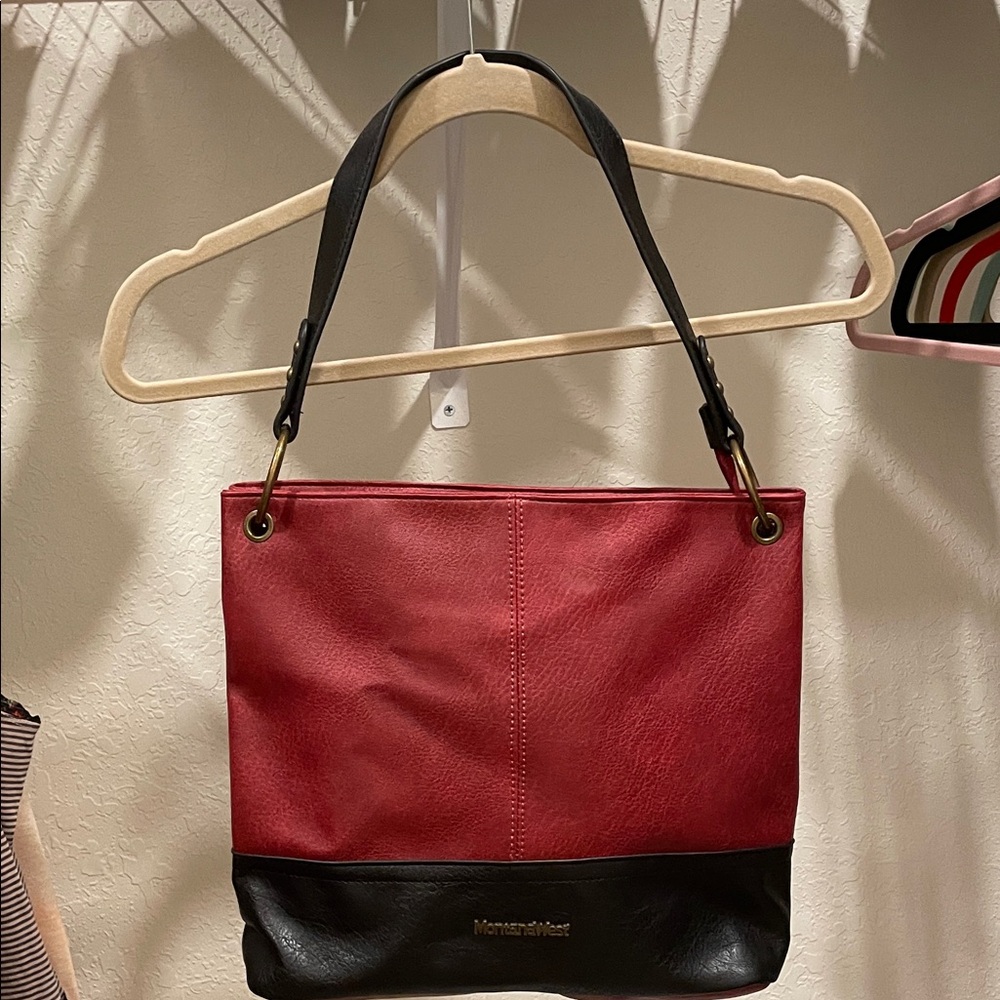 Montana West Two-Tone Red and Black Shoulder Bag
